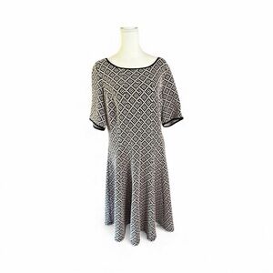 Julian Taylor Black and White Geometric Midi Dress